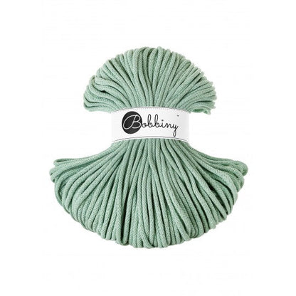 Bobbiny braided cotton cord, 5mm and 100m, in aloe green