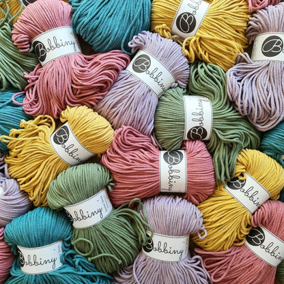 Bobbiny braided cotton cord 5mm, colour range overview