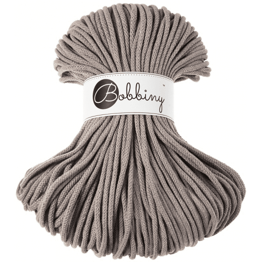Bobbiny braided cotton cord, 5mm and 100m, in coffee brown
