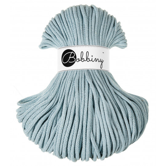 Bobbiny braided cotton cord, 5mm and 100m, in misty grey