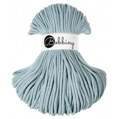 Bobbiny braided cotton cord, 5mm and 100m, in misty grey