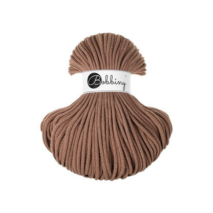 Bobbiny braided cotton cord, 5mm and 100m, in mocha mousse
