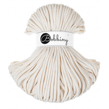 Bobbiny braided cotton cord, 5mm and 100m, in natural