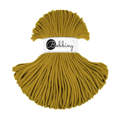 Bobbiny braided cotton cord, 5mm and 100m, in spicy yellow