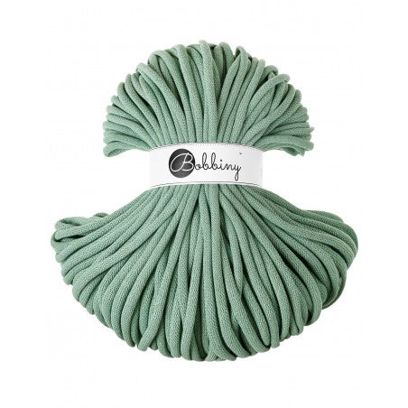 Bobbiny jumbo braided cotton cord, 9mm and 100m, in aloe green