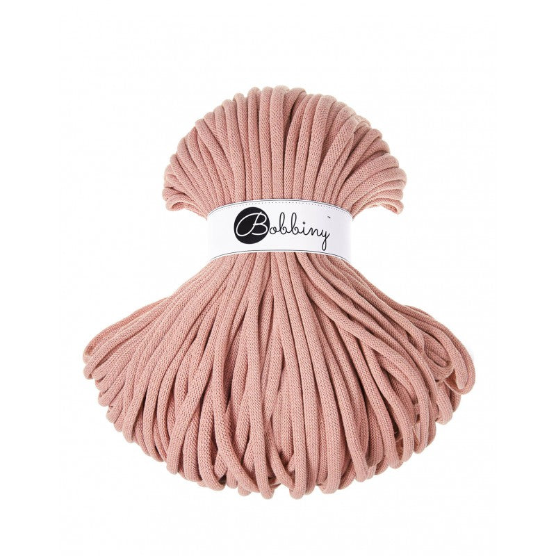 Bobbiny jumbo braided cotton cord, 9mm and 100m, in blush