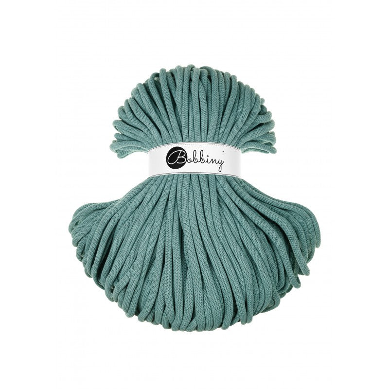 Bobbiny jumbo braided cotton cord, 9mm and 100m, in duck egg blue