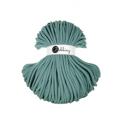 Bobbiny jumbo braided cotton cord, 9mm and 100m, in duck egg blue