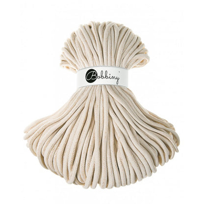 Bobbiny jumbo braided cotton cord, 9mm and 100m, in golden natural