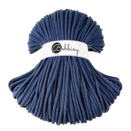 Bobbiny jumbo braided cotton cord, 9mm and 100m, in jeans blue