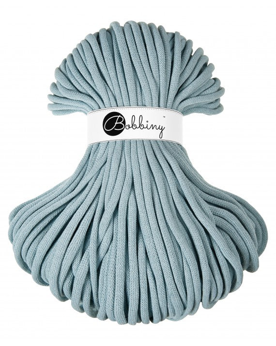 Bobbiny jumbo braided cotton cord, 9mm and 100m, in misty grey
