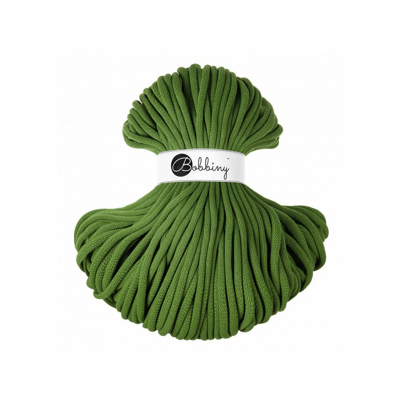 Bobbiny jumbo braided cotton cord, 9mm and 100m, in moss green