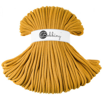 Bobbiny jumbo braided cotton cord, 9mm and 100m, in mustard