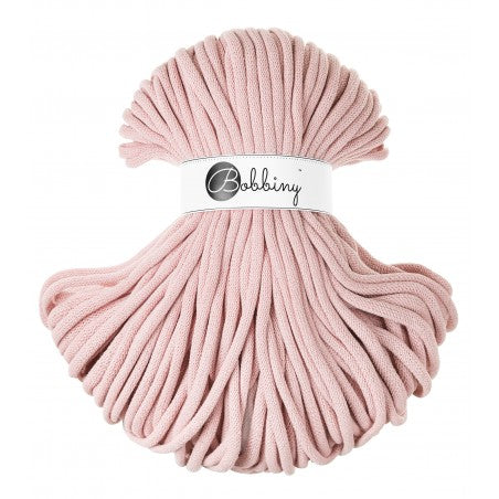 Bobbiny jumbo braided cotton cord, 9mm and 100m, in pastel pink