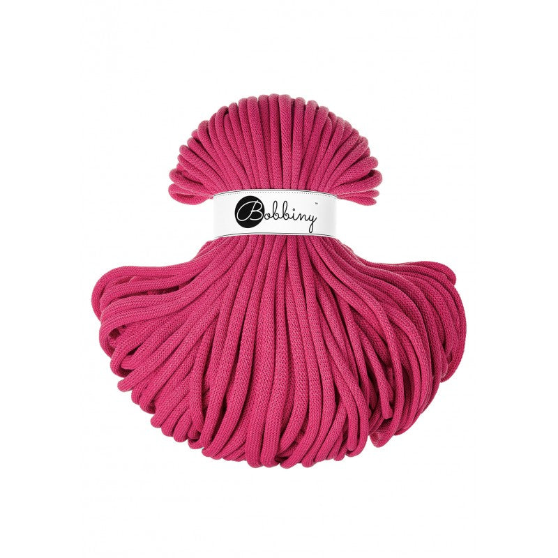 Bobbiny jumbo braided cotton cord, 9mm and 100m, in dopamine pink