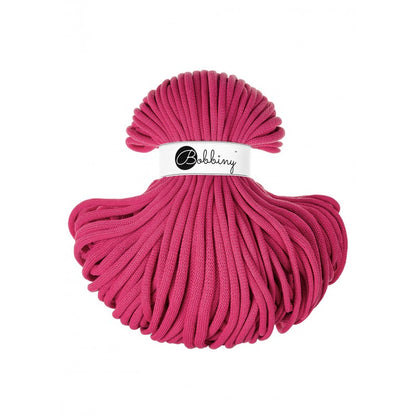 Bobbiny jumbo braided cotton cord, 9mm and 100m, in dopamine pink