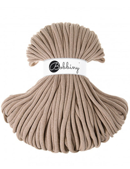 Bobbiny jumbo braided cotton cord, 9mm and 100m, in sand