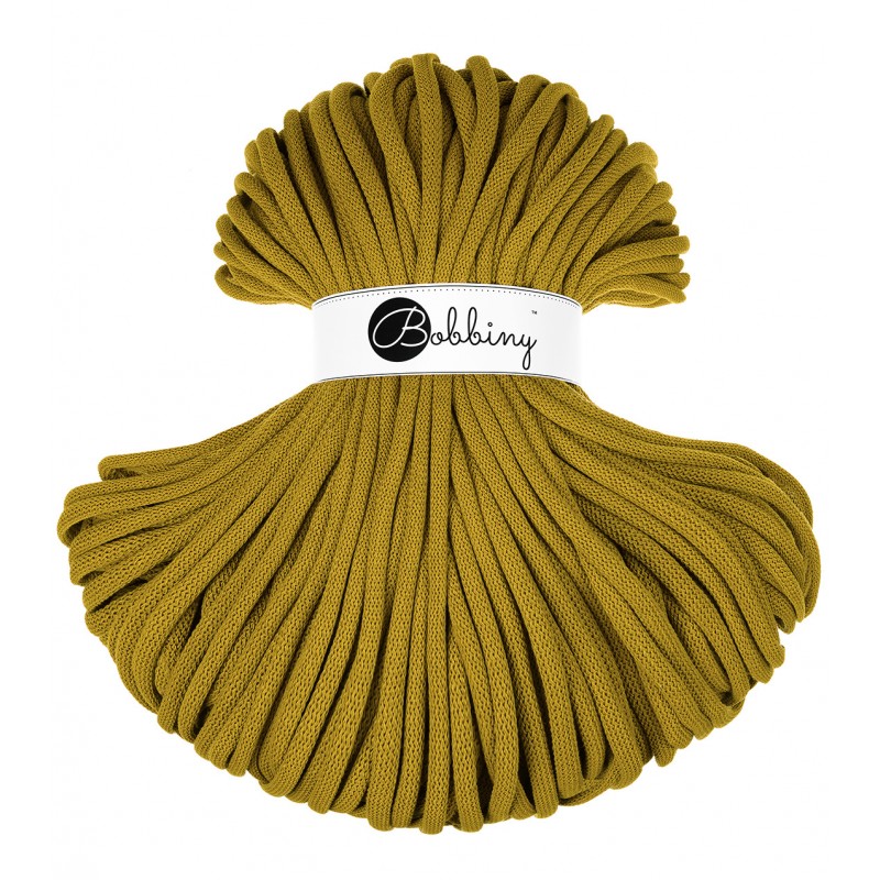 Bobbiny jumbo braided cotton cord, 9mm and 100m, in spicy yellow