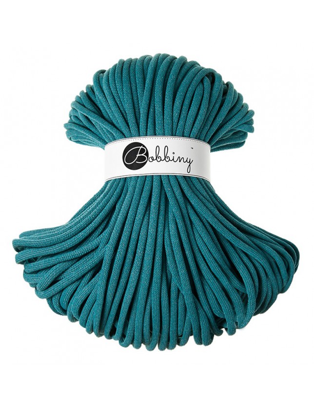 Bobbiny jumbo braided cotton cord, 9mm and 100m, in teal