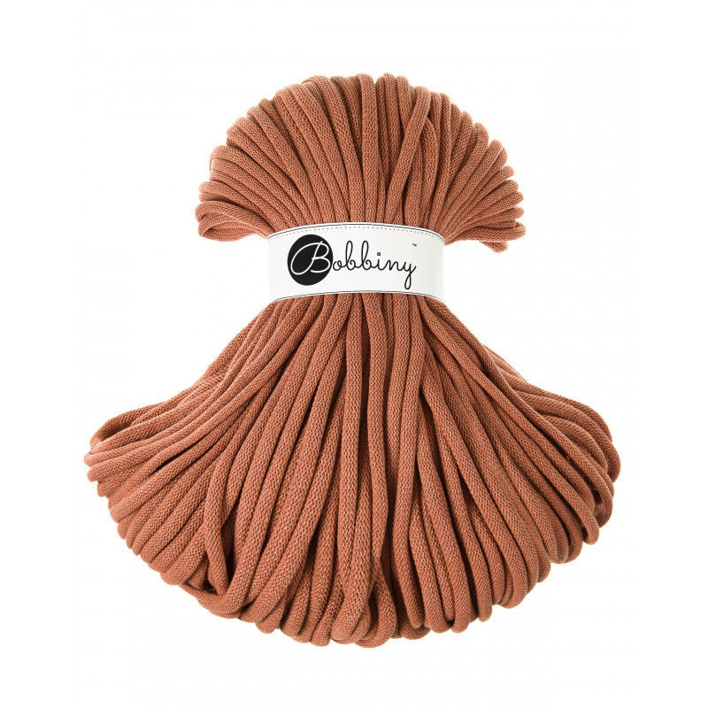 Bobbiny jumbo braided cotton cord, 9mm and 100m, in terracotta