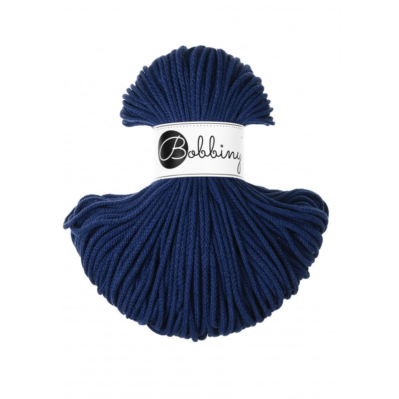 Bobbiny junior braided cotton cord, 3mm and 100m, in ink blue