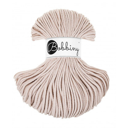 Bobbiny junior braided cotton cord, 3mm and 100m, in nude