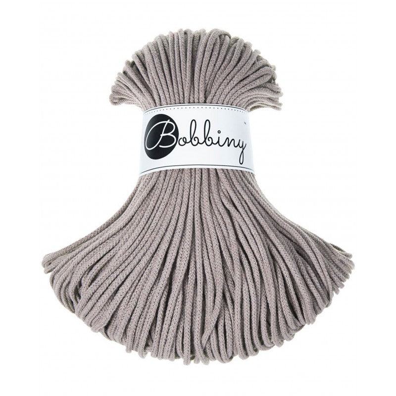 Bobbiny junior braided cotton cord, 3mm and 100m, in pearl