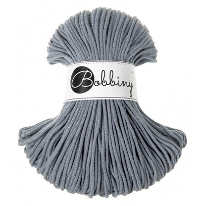 Bobbiny junior braided cotton cord, 3mm and 100m, in steel grey