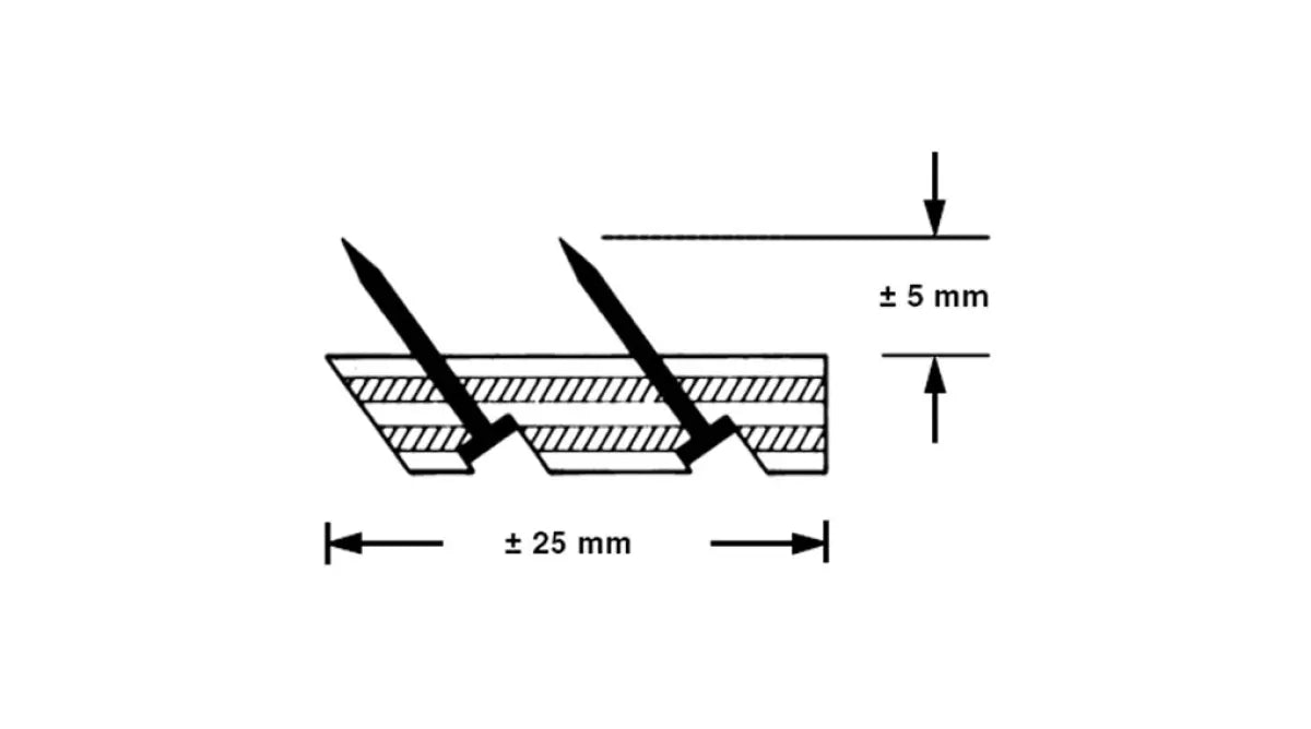 Roberts Teppichgreifer-Leiste, Nahaufnahme Detail