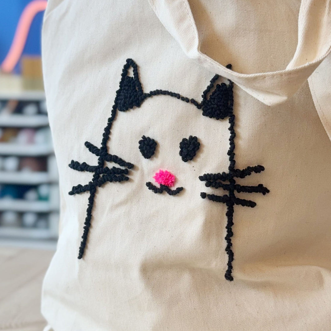 Cat punch needle bag pattern sheet