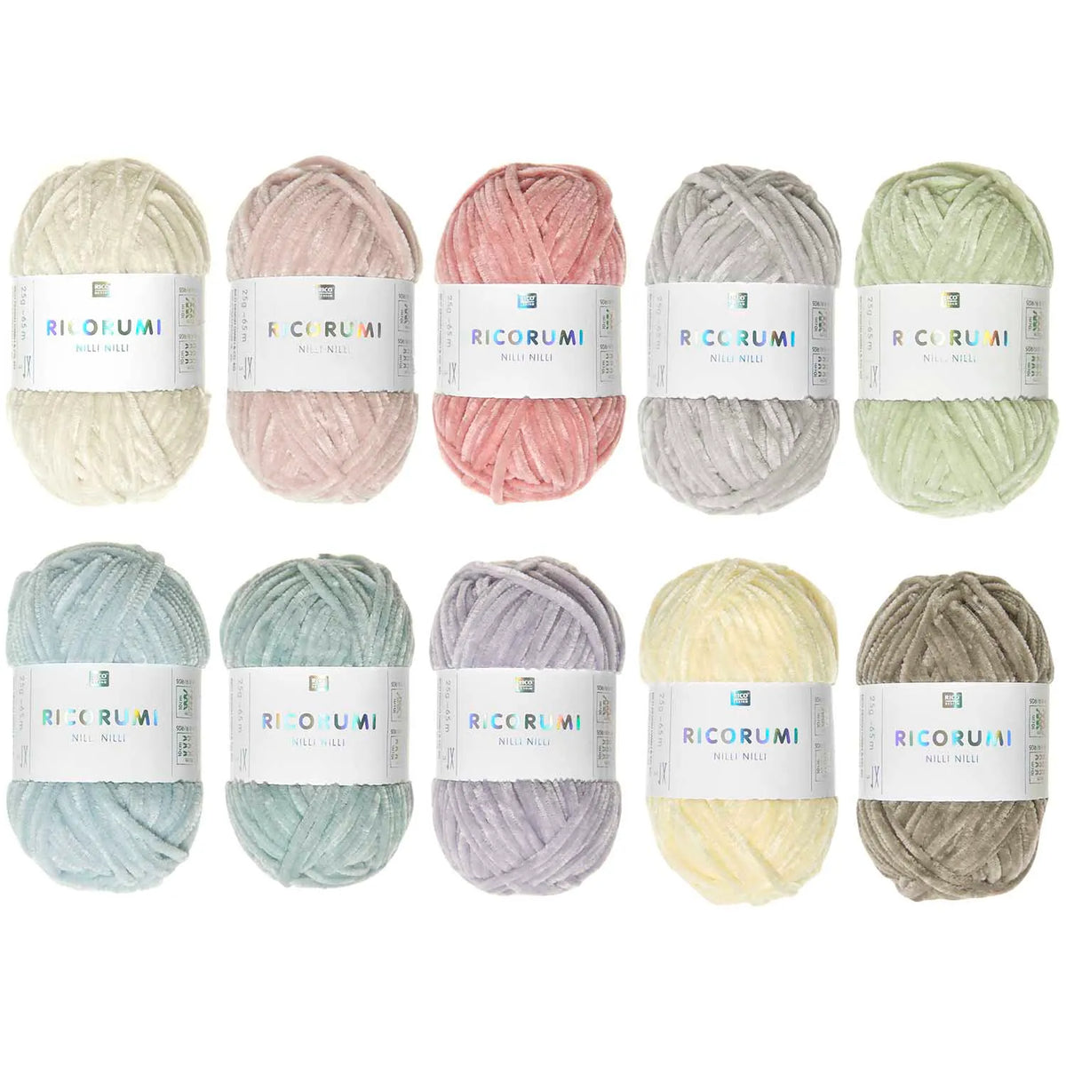 Ricorumi Chenille-Garn, Pastell Set mit 10 x 25g von Rico Design