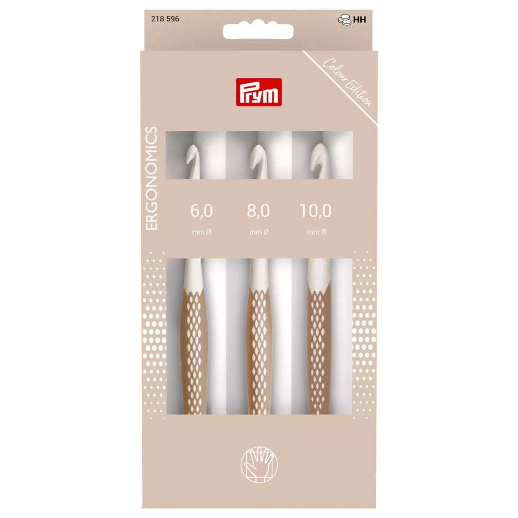 Prym ergonomic crochet hook set, 6mm to 10mm