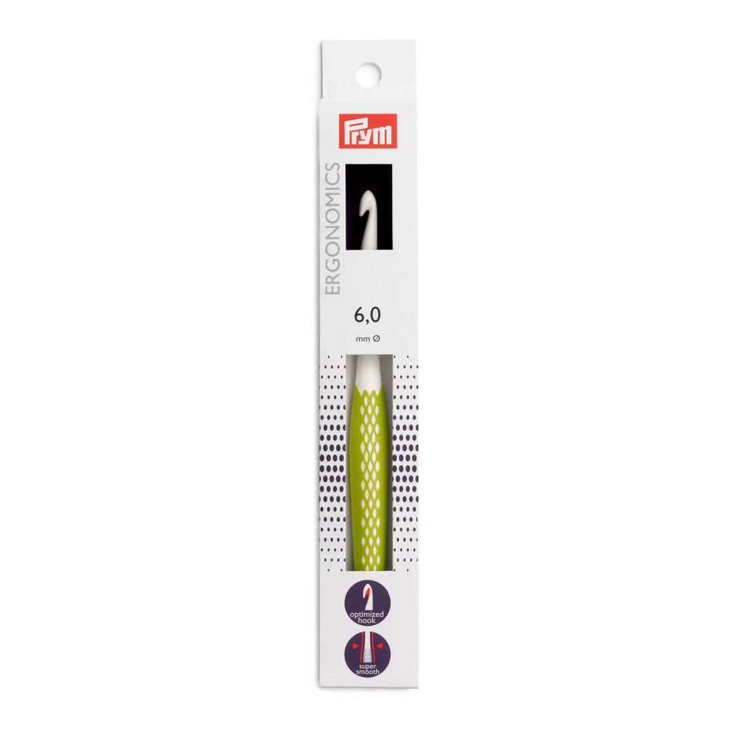 Prym ergonomic wool crochet hook, 6mm and 17cm long