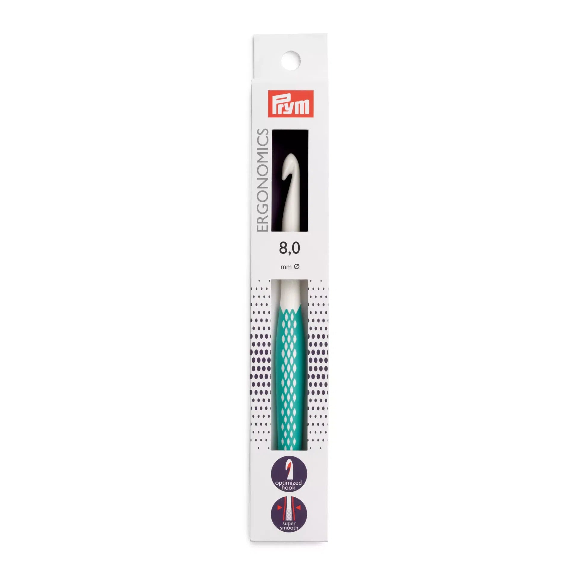Prym ergonomic wool crochet hook, 8mm and 17cm long