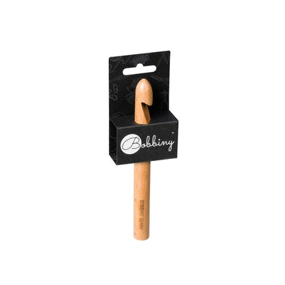 Beech wood crochet hook, side profile detail