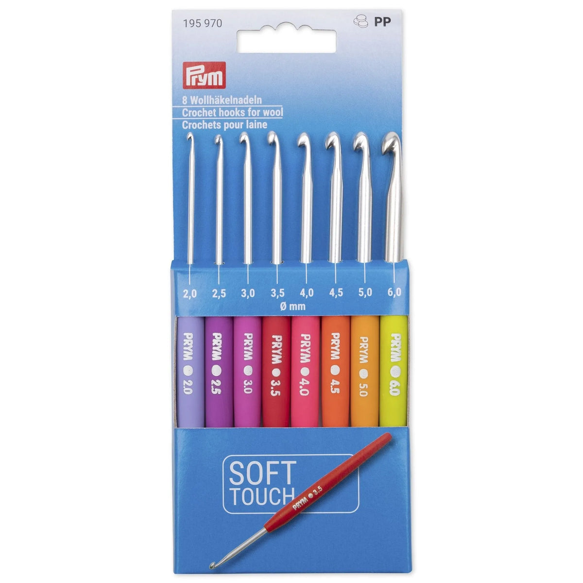 Soft-Grip-Häkelnadel-Set, 8 Grössen von Prym