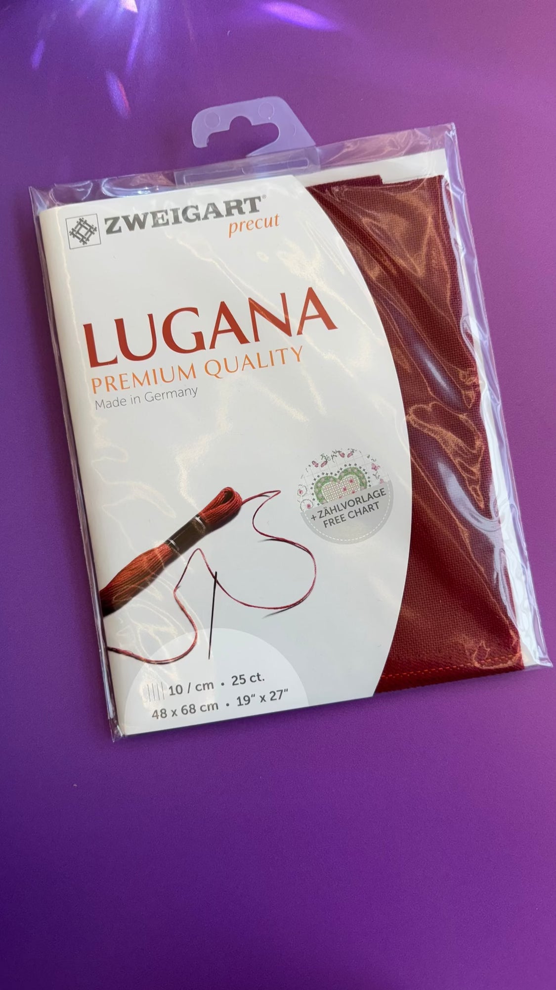 Zweigart Lugana Kreuzstichstoff in dunkelrot, 3835/906