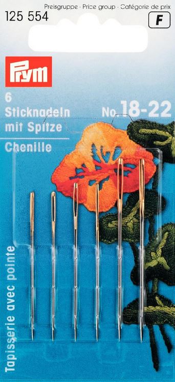 Prym embroidery needles with point, no. 18-22