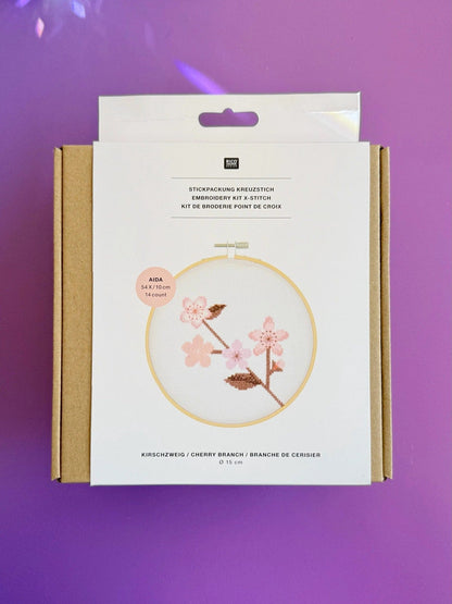 Cross-stitch embroidery kit 'Cherry Branch', 15cm by Rico Design