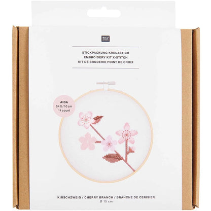 Cross-stitch embroidery kit 'Cherry Branch', 15cm by Rico Design