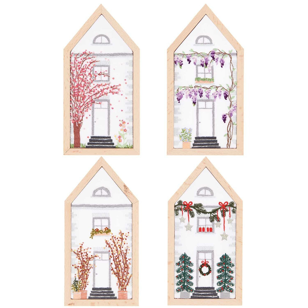 Rico embroidery set, Four Seasons house design, traced