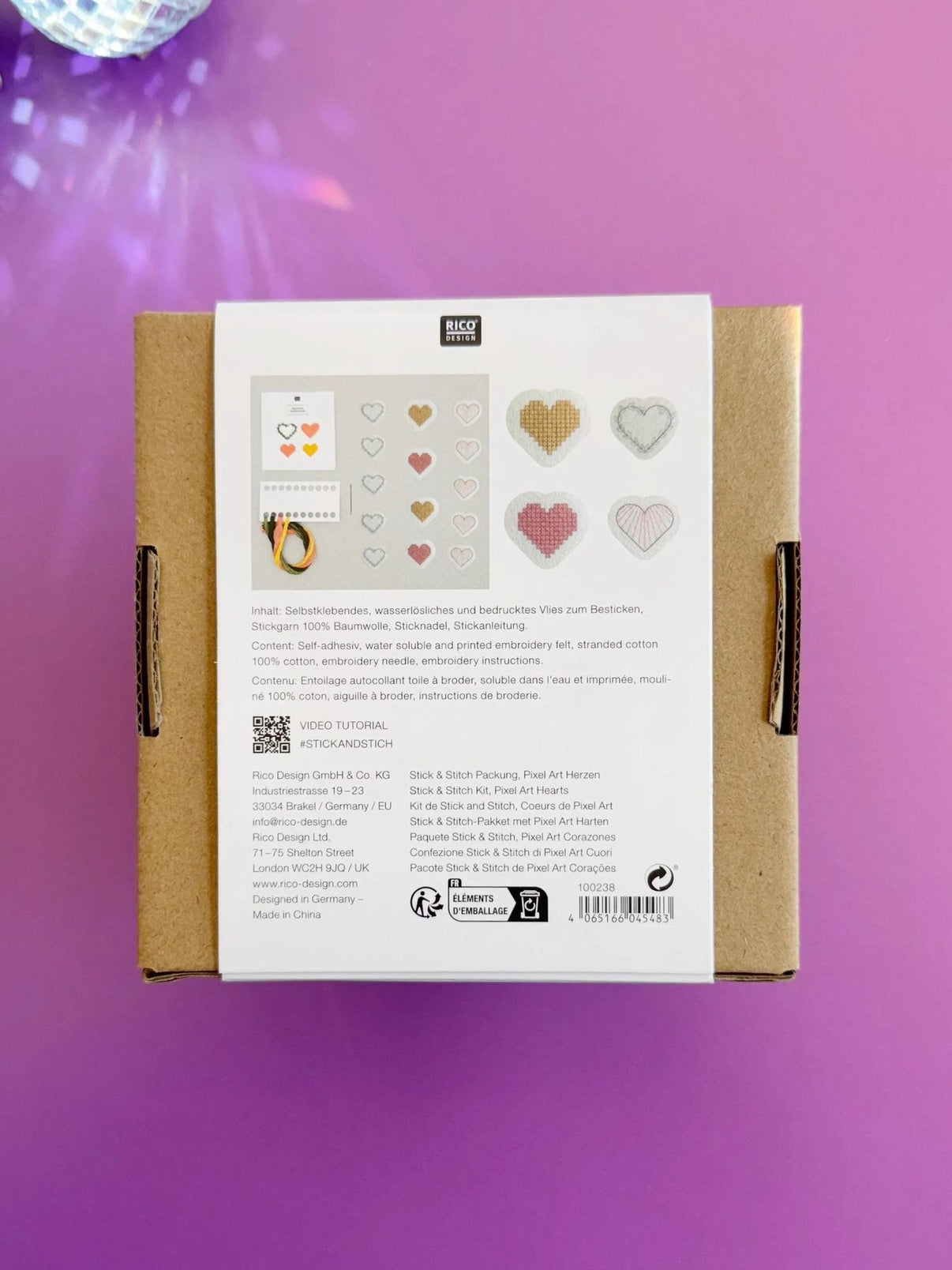 Vorgezeichnetes Stickset 'Hearts' von Rico Design