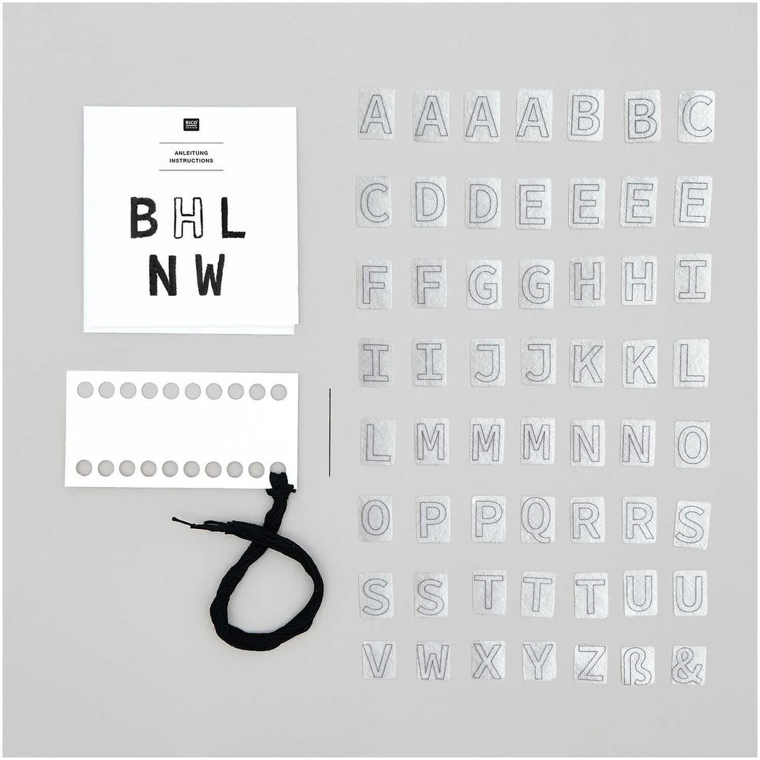 Traced embroidery kit 'Letters' by Rico Design