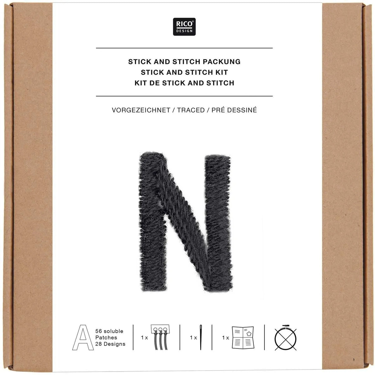 Traced embroidery kit 'Letters' by Rico Design