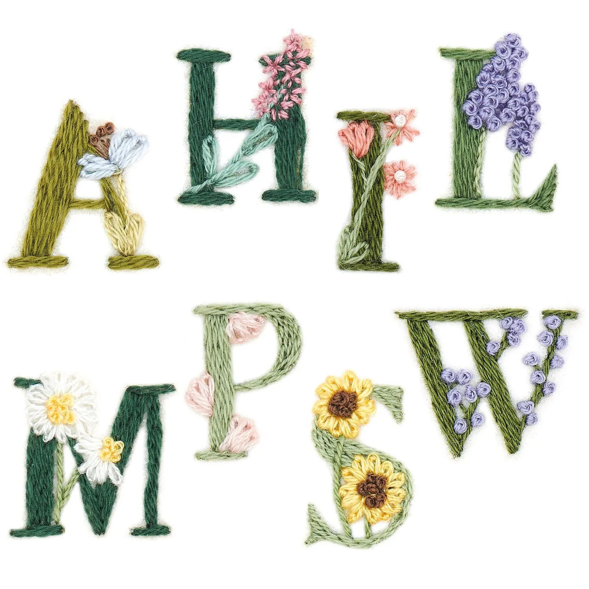 Traced embroidery kit 'Letters with Flowers' by Rico Design