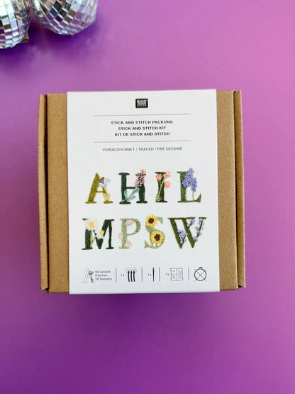 Traced embroidery kit 'Letters with Flowers' by Rico Design