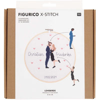 Cross-stitch embroidery kit 'Lovebirds', 20cm by Rico Design