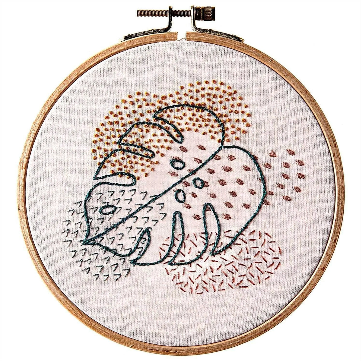Rico Slow Evenings embroidery set, Monstera, 15.5cm