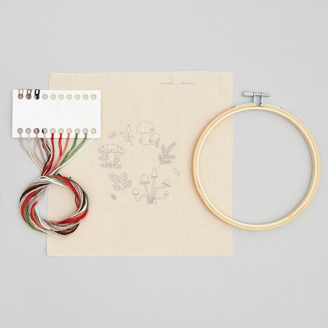 Traced embroidery kit 'Mushroom Wreath' by Rico Design
