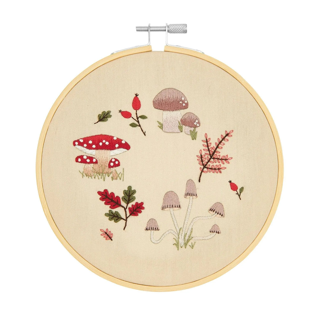 Traced embroidery kit 'Mushroom Wreath' by Rico Design